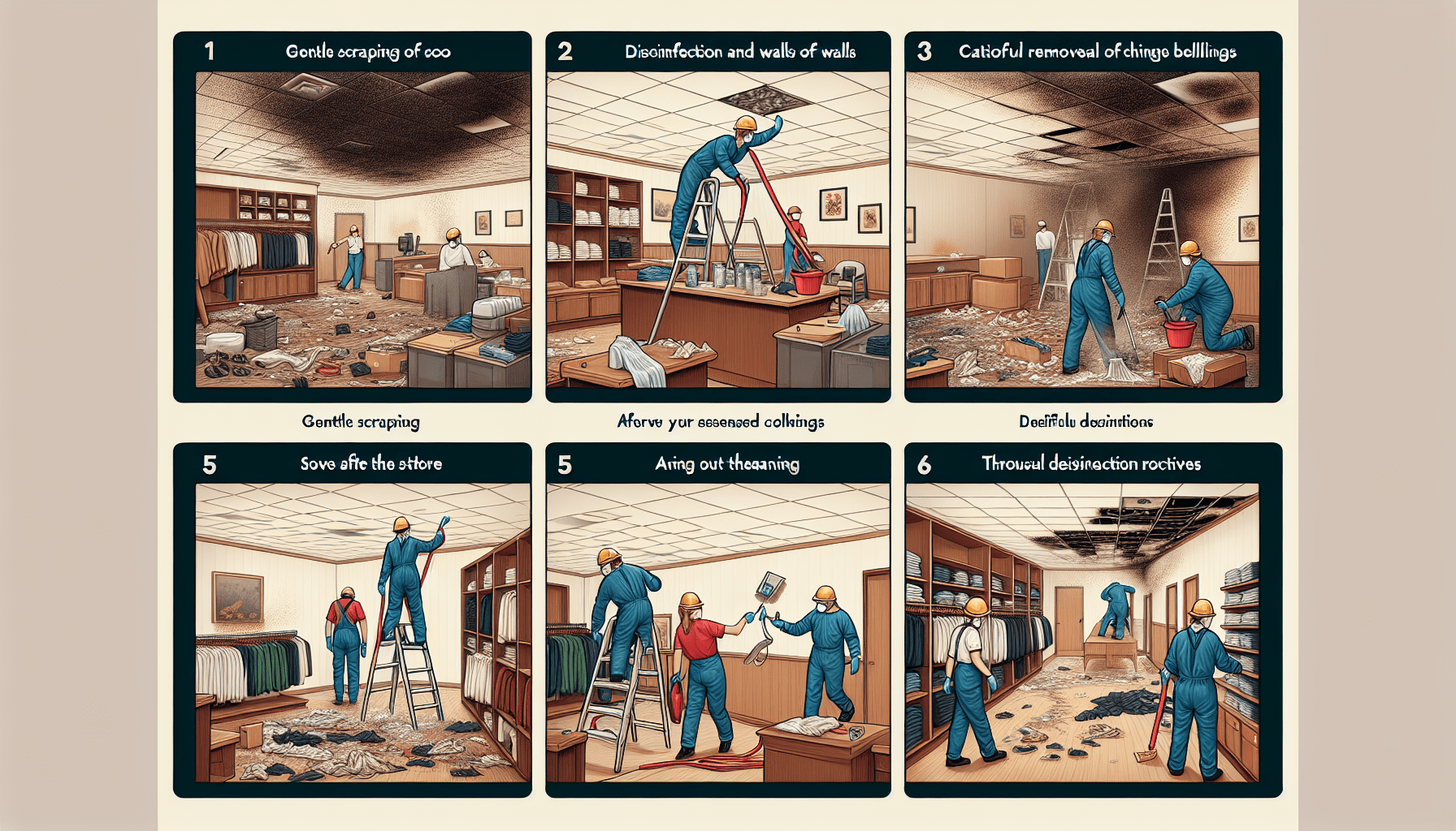 6-pasos-para-limpiar-y-desinfectar-los-techos-y-paredes-de-una-tienda-de-ropa-tras-un-incendio 6 pasos para limpiar y desinfectar los techos y paredes de una tienda de ropa tras un incendio